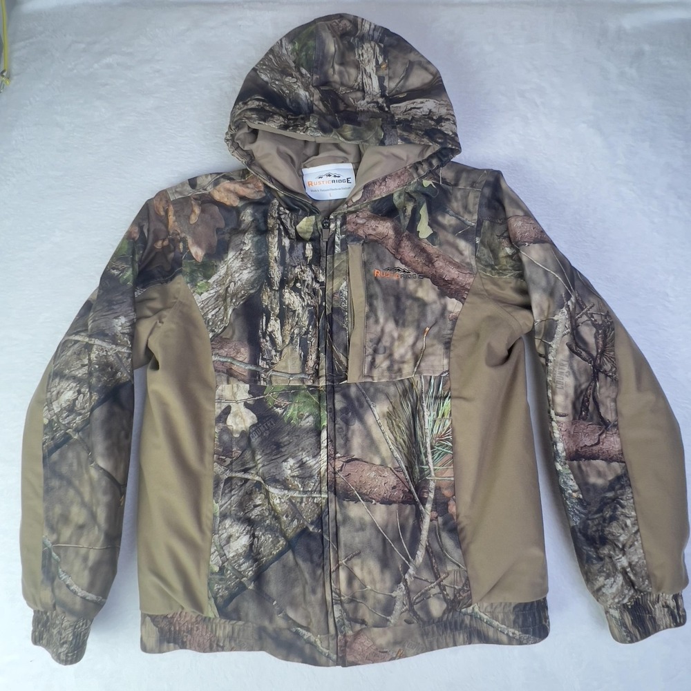 Rustic Ridge Jacket Mens‎ Large Camo Hooded Insulated Mossy Oak Hunting Coat